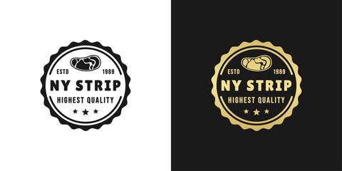 NY Strip Steak logo or NY Strip Steak label vector isolated in flat style. Best NY Strip Steak logo or label for product packaging design element. NY Strip Steak seal for packaging design element.