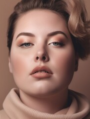 Fototapeta premium closeup sensual portrait of a beautiful oversize fashion model, body acceptance Concept, body positivity and diversity