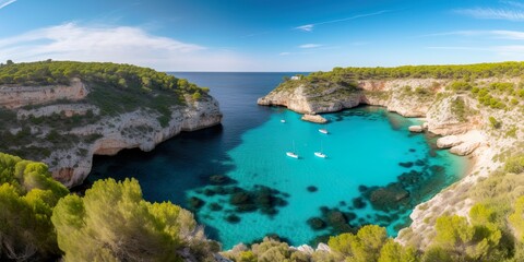 Idyllic beach with teal waters in Spain