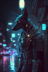 A Human Dog in a Cyber City (Generative AI) "Version 1"