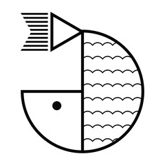 Abstract geometric fish vector icon design. Marine world flat icon.