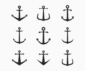 Set of vector anchor icon set. Anchor symbols.