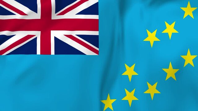 Arising map of Tuvalu and waving flag of Tuvalu in background. 4k video.