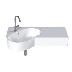 Washbasin isolated on white background, sink, 3D illustration, cg render