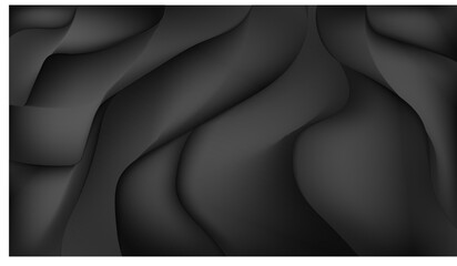 Abstract 3d black liquid wavy background. Vector illustration