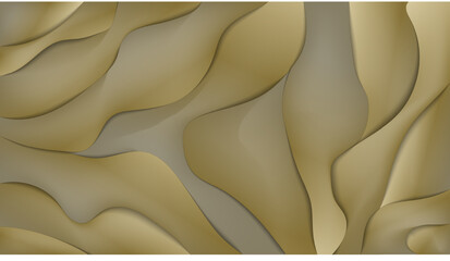 Abstract 3d golden liquid wavy background. Vector illustration