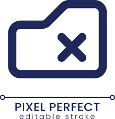 Obraz premium Delete from folder pixel perfect linear ui icon. Remove digital folder. Data storage. GUI, UX design. Outline isolated user interface element for app and web. Editable stroke. Poppins font used