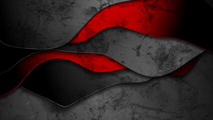 Red and black abstract grunge corporate wavy background