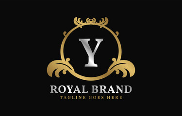 letter Y royal brand luxurious circle frame initial vector logo design
