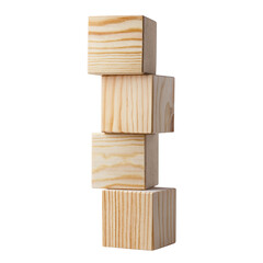 Tower of four wooden cubes, cut out