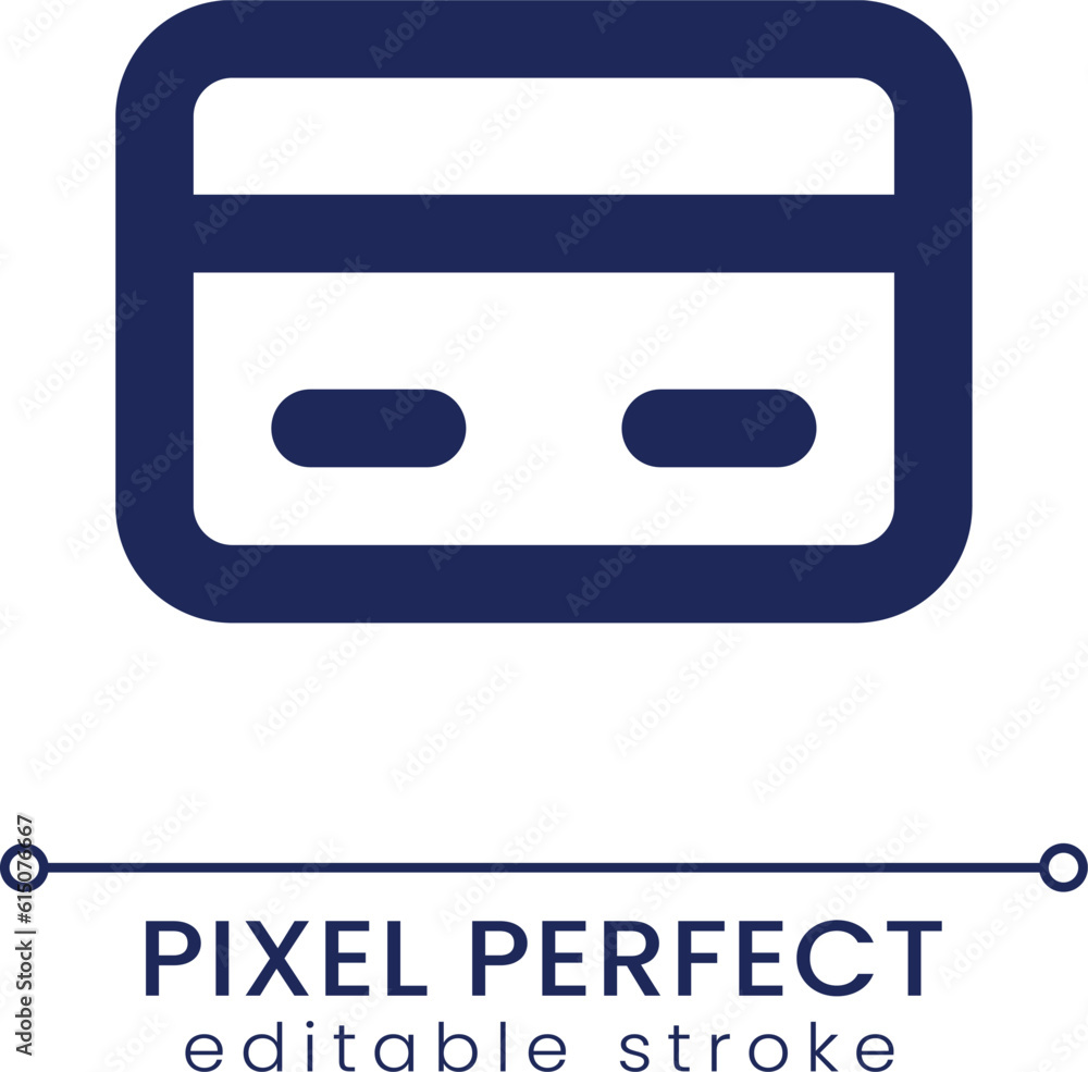 Poster payment card pixel perfect linear ui icon. paying method. online shopping. credit card. gui, ux desi