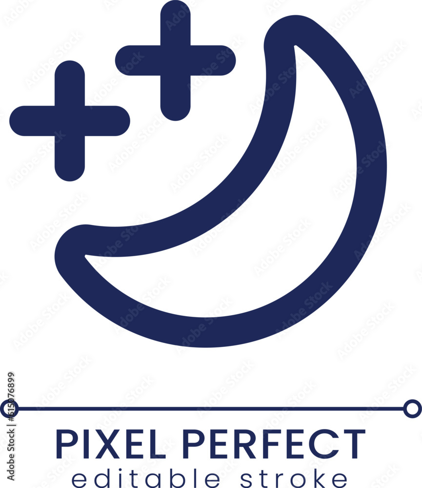 Poster sleep mode pixel perfect linear ui icon. shift to silent mode. do not disturb. gui, ux design. outli