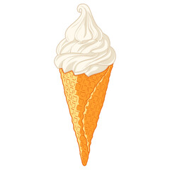 Realistic soft ice cream waffle cone. Ieice-cream in waffle cones with assorted of sundaeRealistic soft ice cream waffle cone. Ieice-cream in waffle cones with assorted of sundaeRealistic soft ice cre