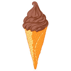 Realistic soft ice cream waffle cone. Ieice-cream in waffle cones with assorted of sundaeRealistic soft ice cream waffle cone. Ieice-cream in waffle cones with assorted of sundaeRealistic soft ice cre