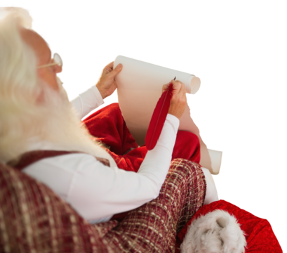 Digital png photo of caucasian man writing letter on transparent background