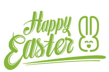 Obraz premium Digital png illustration of green happy easter text and bunny on transparent background