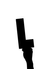 Obraz premium Digital png illustration of hand holding black letter l on transparent background