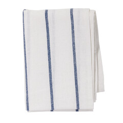 White color folded cotton striped napkin isolated. Kitchen towel top view. Element for design