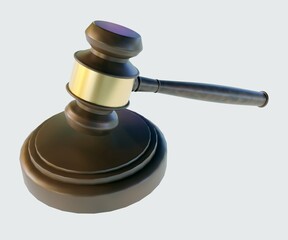 A gavel is a small ceremonial mallet commonly made of hardwood, is a symbol of the authority and right to act officially in the capacity of a presiding officer 3d rendering