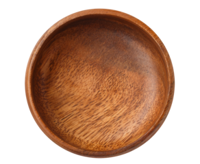 Empty wooden bowl cut out