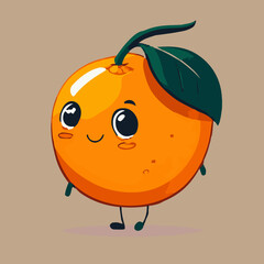 Orange illustration fruit cute orange, cartoon
