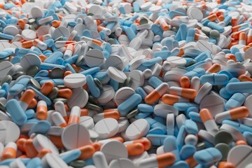 Obraz premium A lot of medicine pills. Drug prescription for treatment medication