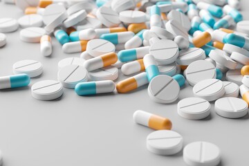 Different medicine tablets antibiotic pills