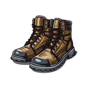 Playful cartoon Steel-toed boots sticker Illustrations in minimalist detailed style