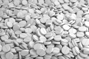 Heap of capsule pills with medicine antibiotic