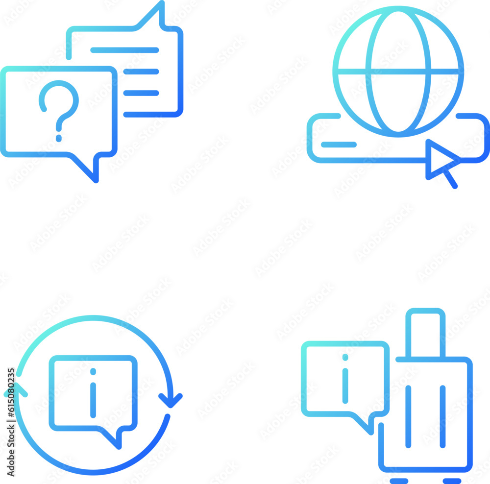 Poster actual information for customers pixel perfect gradient linear vector icons set. online support serv
