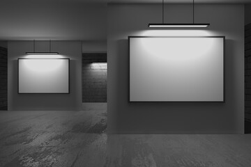 Gallery room with blank pictures