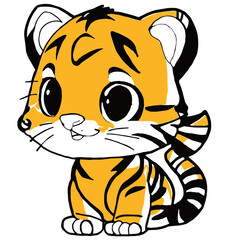 Baby Tiger is orange in color and black outline