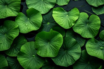 Lotus leaves background, lotus, lotus seeds, relaxing atmosphere, high resolution, highest quality Generative AI