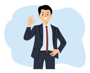 businessman showing gesture ok gesture sign