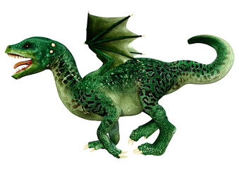 3D Rendering Fairy Tale Dragon on White