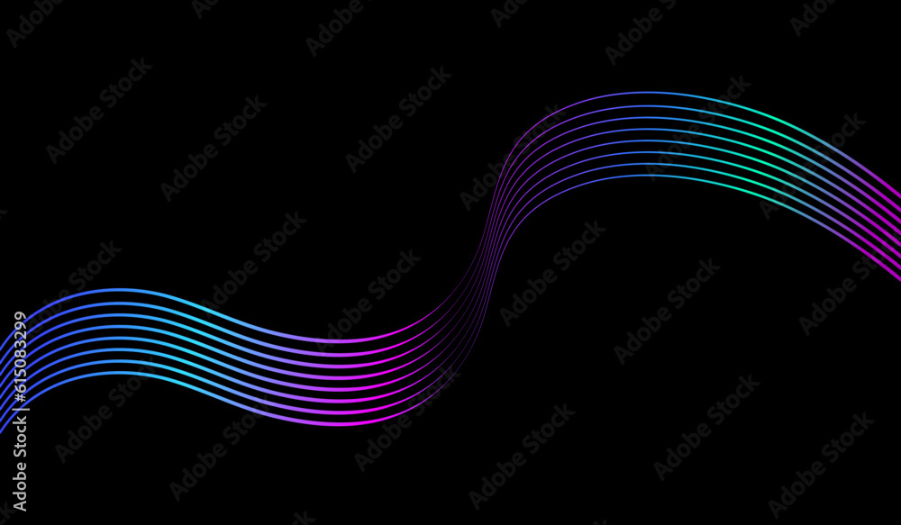 Wall mural dynamic effect flow curve wave striped abstract black background element vector. dynamic twist edita