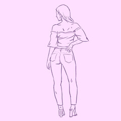 girl in pink vector for card decoration background
