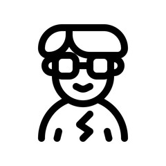 Editable person with bowl haircut and glasses avatar vector icon. User, profile, identity, persona. Part of a big icon set family. Perfect for web and app interfaces, presentations, infographics, etc