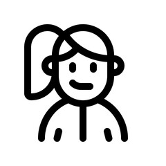 Editable sporty girl with ponytail hairstyle avatar vector icon. User, profile, identity, persona. Part of a big icon set family. Perfect for web and app interfaces, presentations, infographics, etc