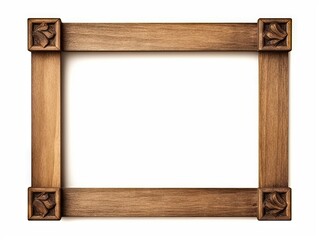 Blank abstract classic decorative modern wooden frame design decoration on white background isolated Generative AI illustrations