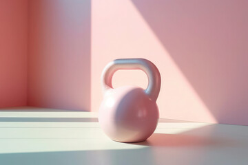 Naklejka na ściany i meble Fitness dumbbells on a pink background pattern. minimalism, sport and healthy lifestyle. generative ai, ai generative