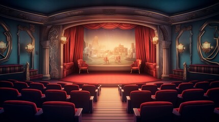A theatre background with space to promote products or events. Generative ai.