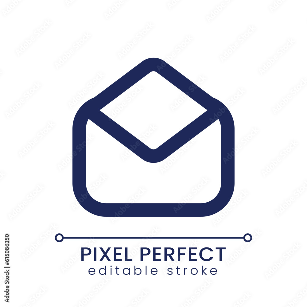 Poster read message pixel perfect linear ui icon. email service. digital letter inbox. gui, ux design. outl