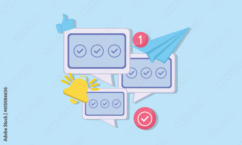 Poster speech bubble messages. social media communication concept. bell notification. chat box in social ne