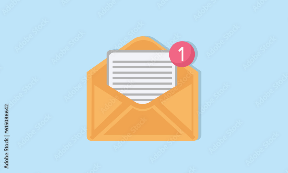 Poster letter in envelope icon with notification. mail envelope with marker message.