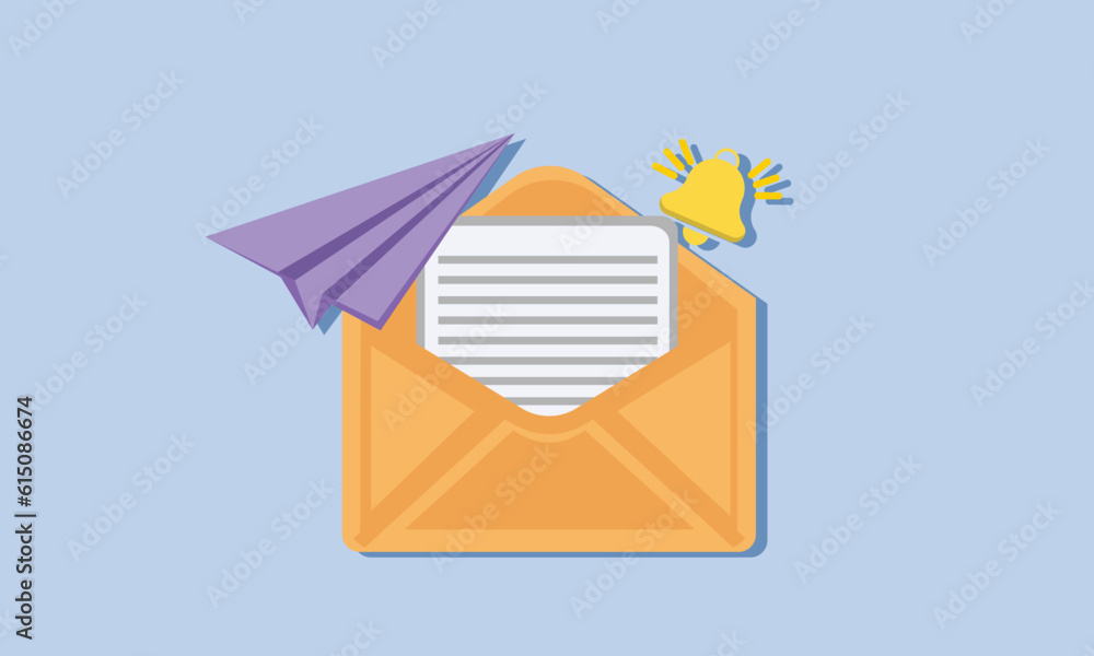 Poster email marketing and message concept. letter, sheet in an envelope, sending application. receive news