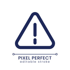 Caution sign pixel perfect linear ui icon. Warning about error. Important notification. GUI, UX design. Outline isolated user interface element for app and web. Editable stroke. Poppins font used