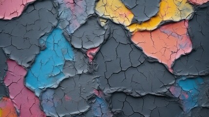 colorful cracked and damaged wall