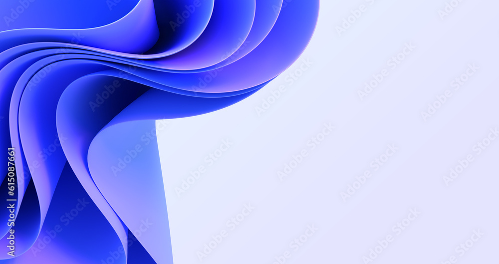 Aufkleber abstract blue fabric layered background with wave ribbons and empty space 3d render. poster with fol