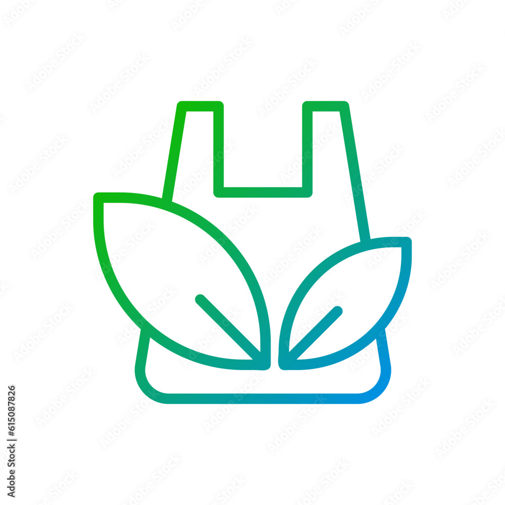 Poster eco bag pixel perfect gradient linear vector icon. biodegradable package. eco friendly materials usa